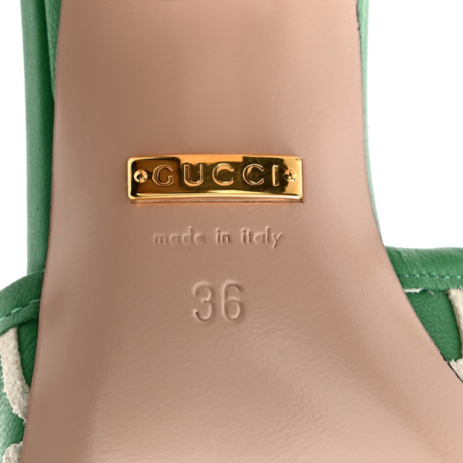 Gucci X ADIDAS Nappa Charlotte Suede Monogram Jumbo GG Trefoil 75mm Slide Sandals 36 New Shamarock Ivoire 7 of 10