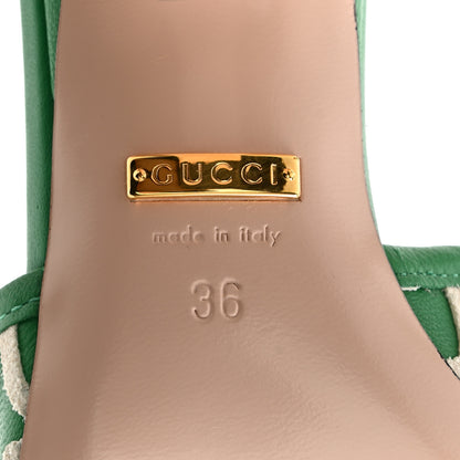 Gucci X ADIDAS Nappa Charlotte Suede Monogram Jumbo GG Trefoil 75mm Slide Sandals 36 New Shamarock Ivoire 7 of 10