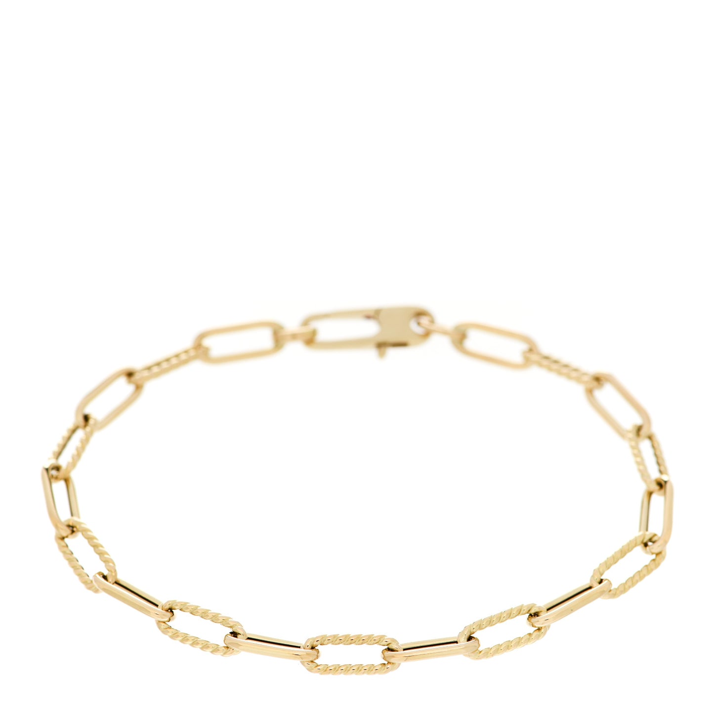 18K Yellow Gold Fluted Paper Clip Link Bracelet