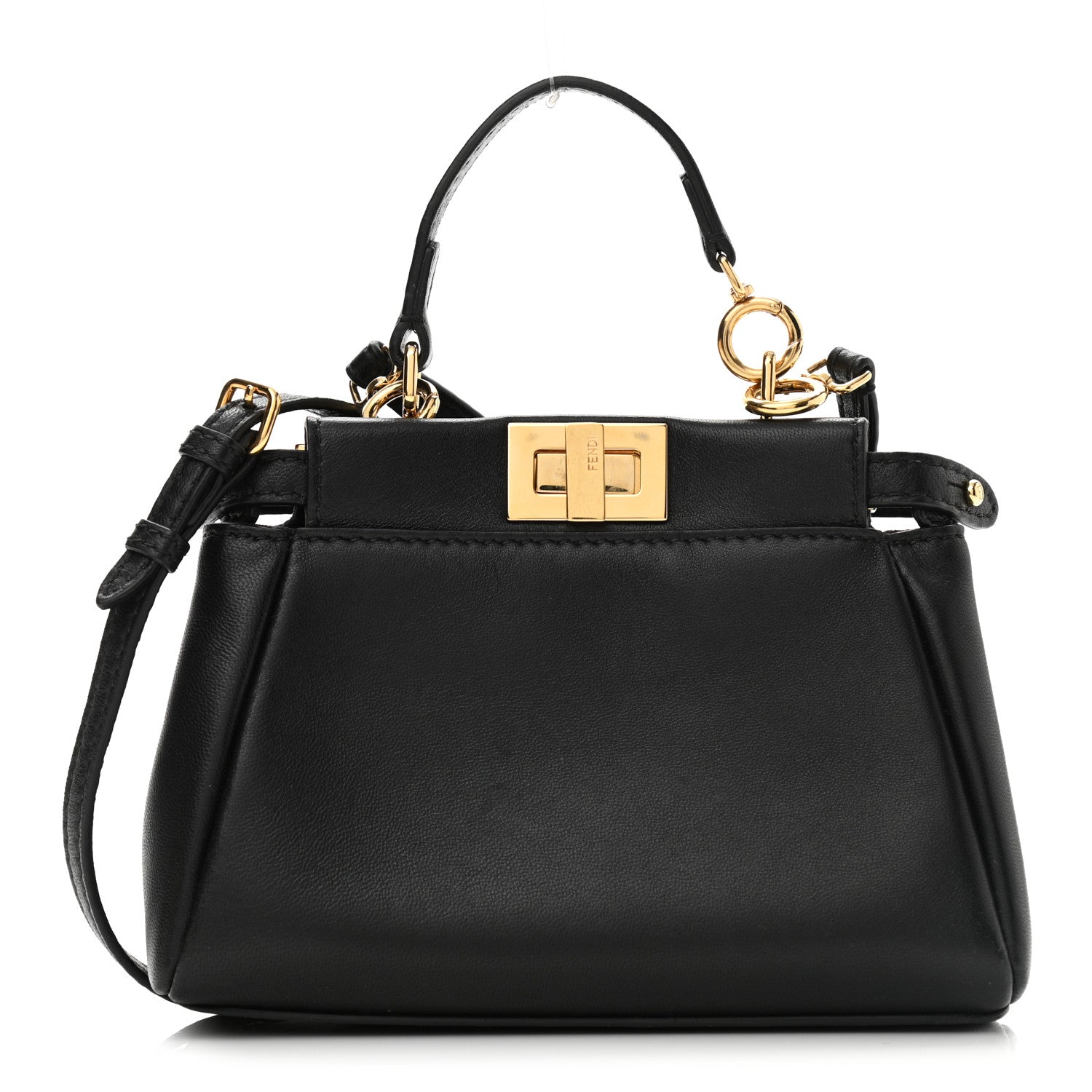 Fendi Nappa Micro Peekaboo Iconic Satchel Black 1 of 9