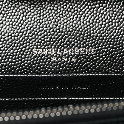 Saint Laurent Grain De Poudre Mixed Matelasse Triquilt Monogram Chain Wallet Black 6 of 9