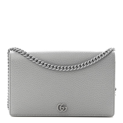 Gucci Dollar Calfskin Enamel Monochrome Mini GG Marmont Chain Wallet Deep Grey 1 of 9
