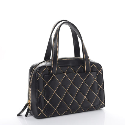 Chanel Calfskin Wild Stitch Top Handle Bag Black 3 of 9
