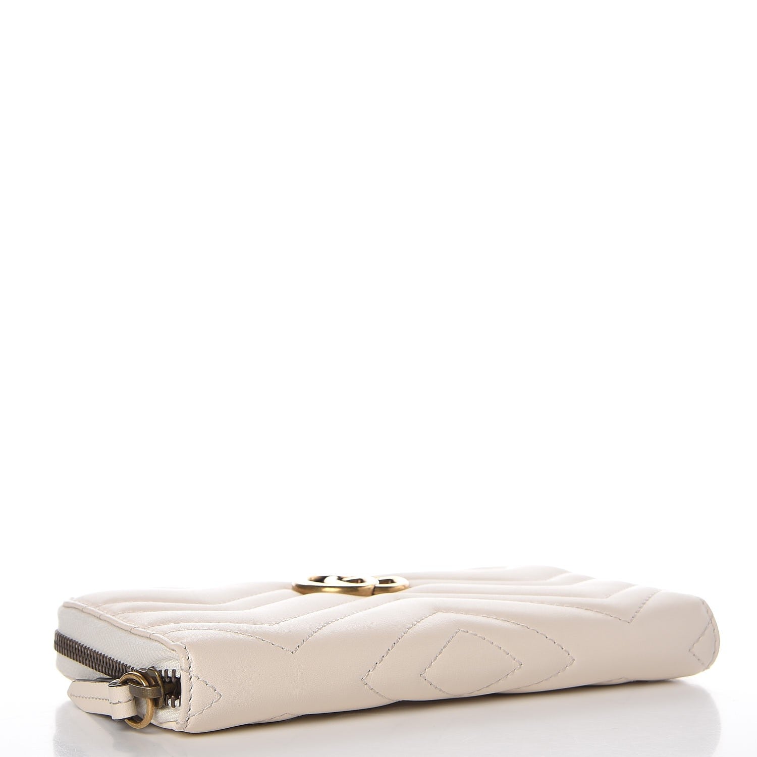 Gucci Calfskin Matelasse GG Marmont Zip Around Wallet White 4 of 8