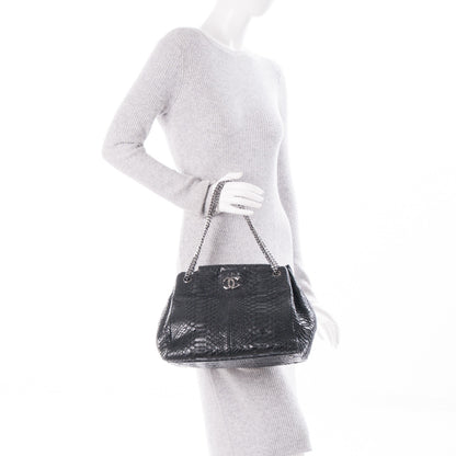 Chanel Python Accordion Tote Black 2 of 7