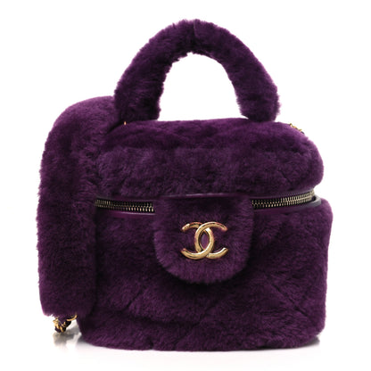 Chanel Shearling Lambskin Quilted Small Vanity Case Purple 1 of 12
