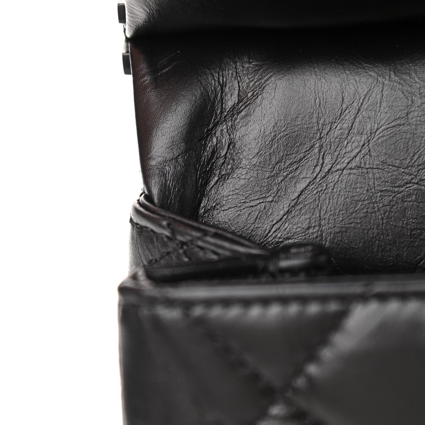 Aged Calfskin Quilted 2.55 Reissue Mini Hanger Flap Black