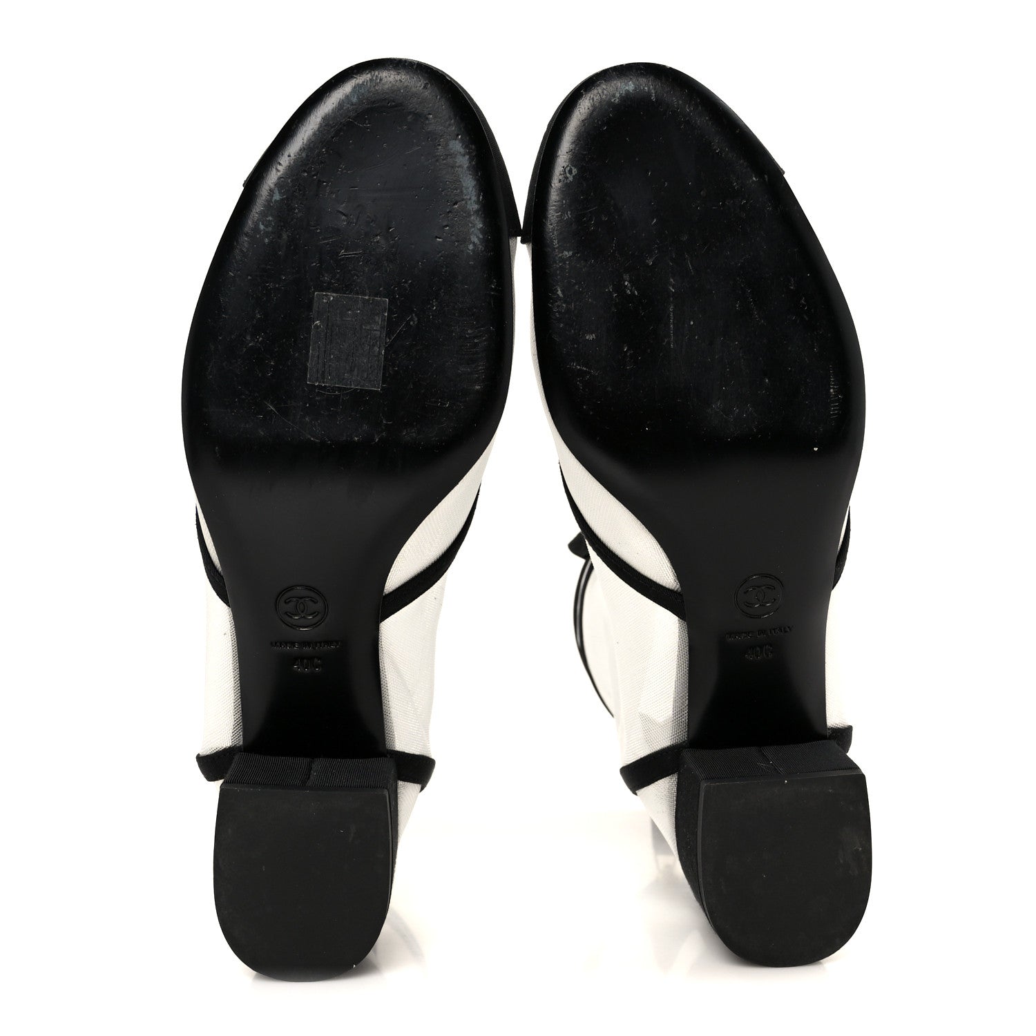 Chanel Mesh Grosgrain CC Cap Toe Ankle Boots 40 White Black 6 of 11