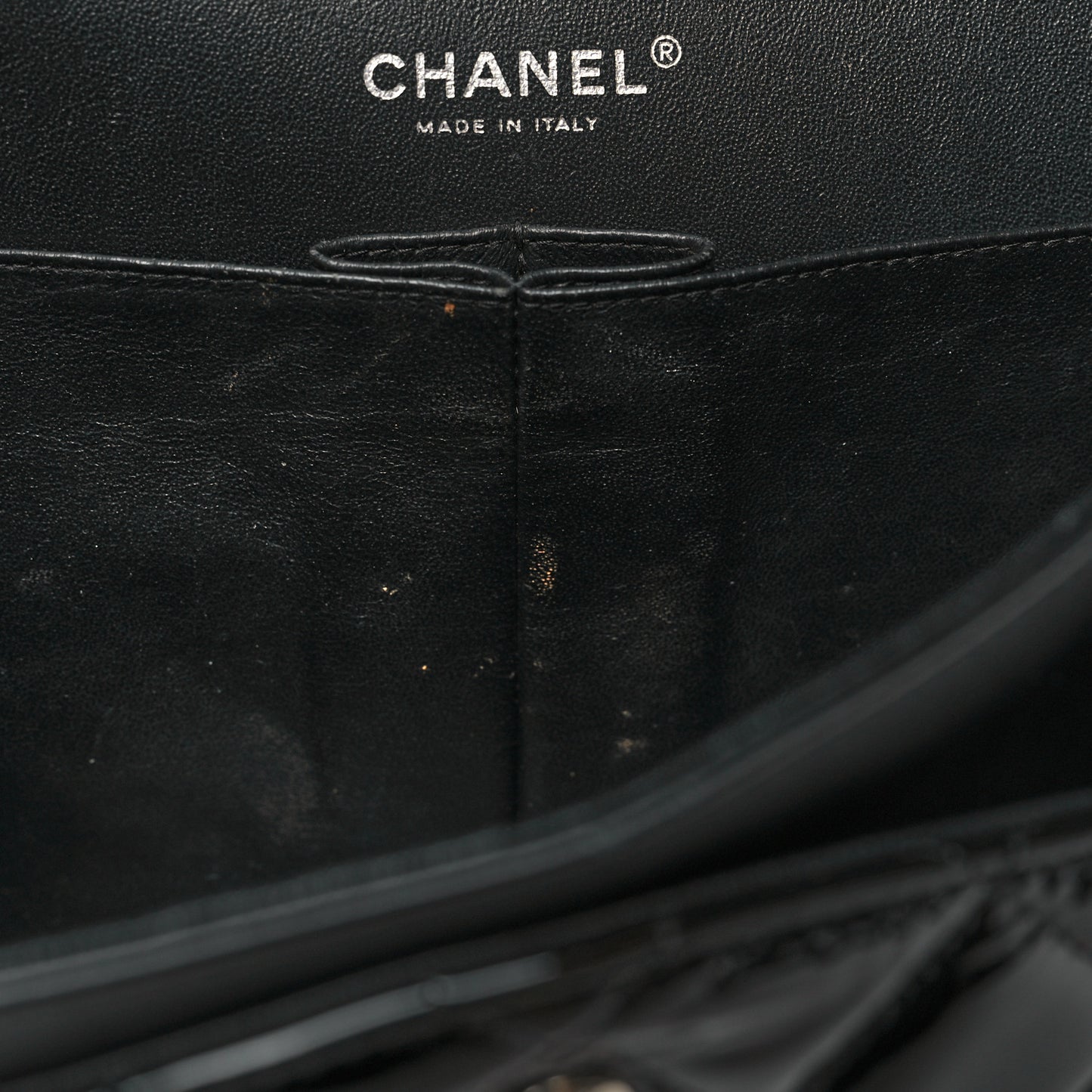 Patent Quilted Jumbo Double Flap Black
