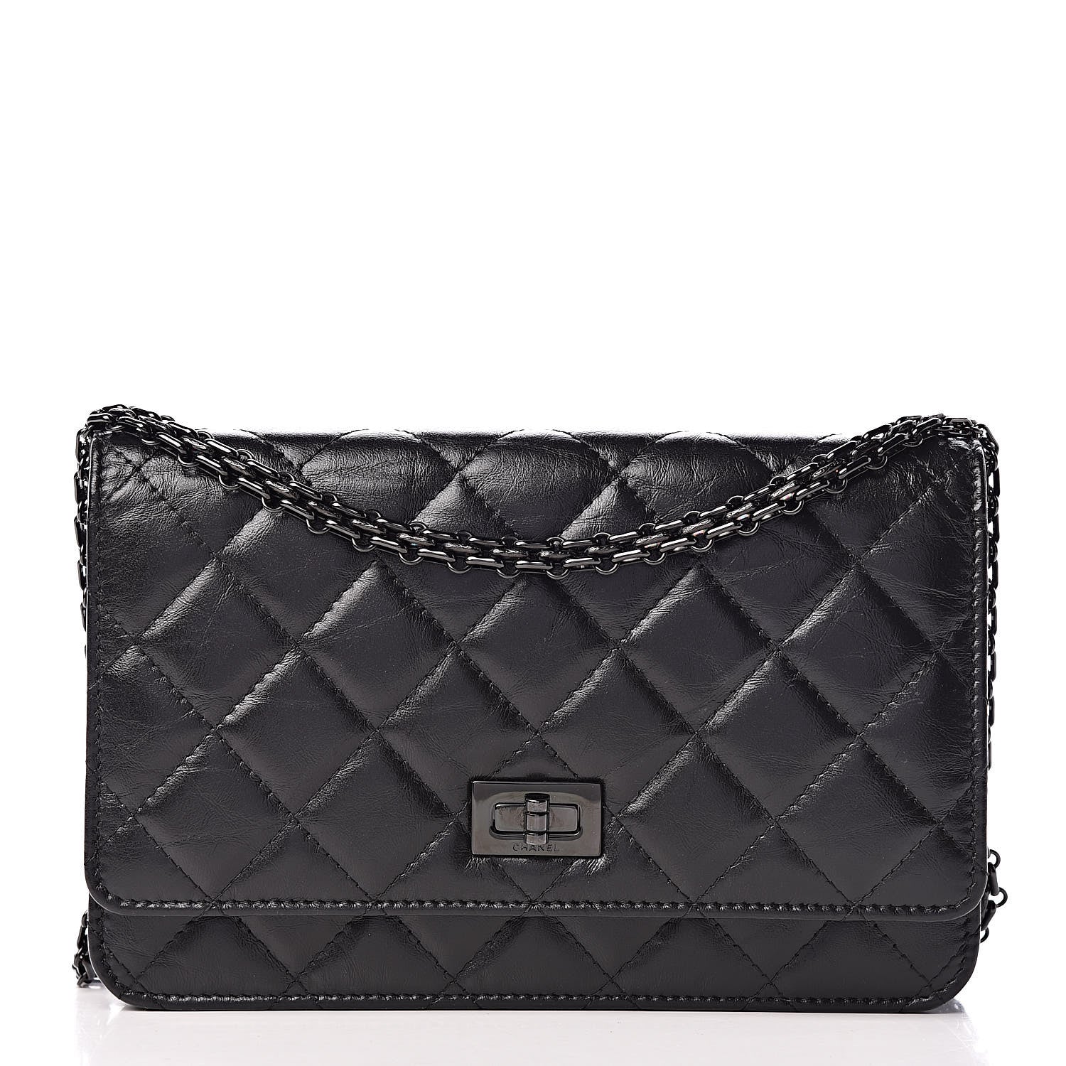 Chanel Aged Calfskin Quilted Reissue Wallet On Chain WOC So Black 1 of 12