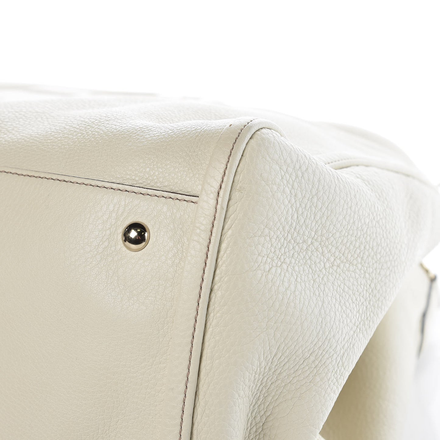 Pebbled Calfskin Large Soho Shoulder Bag Off White