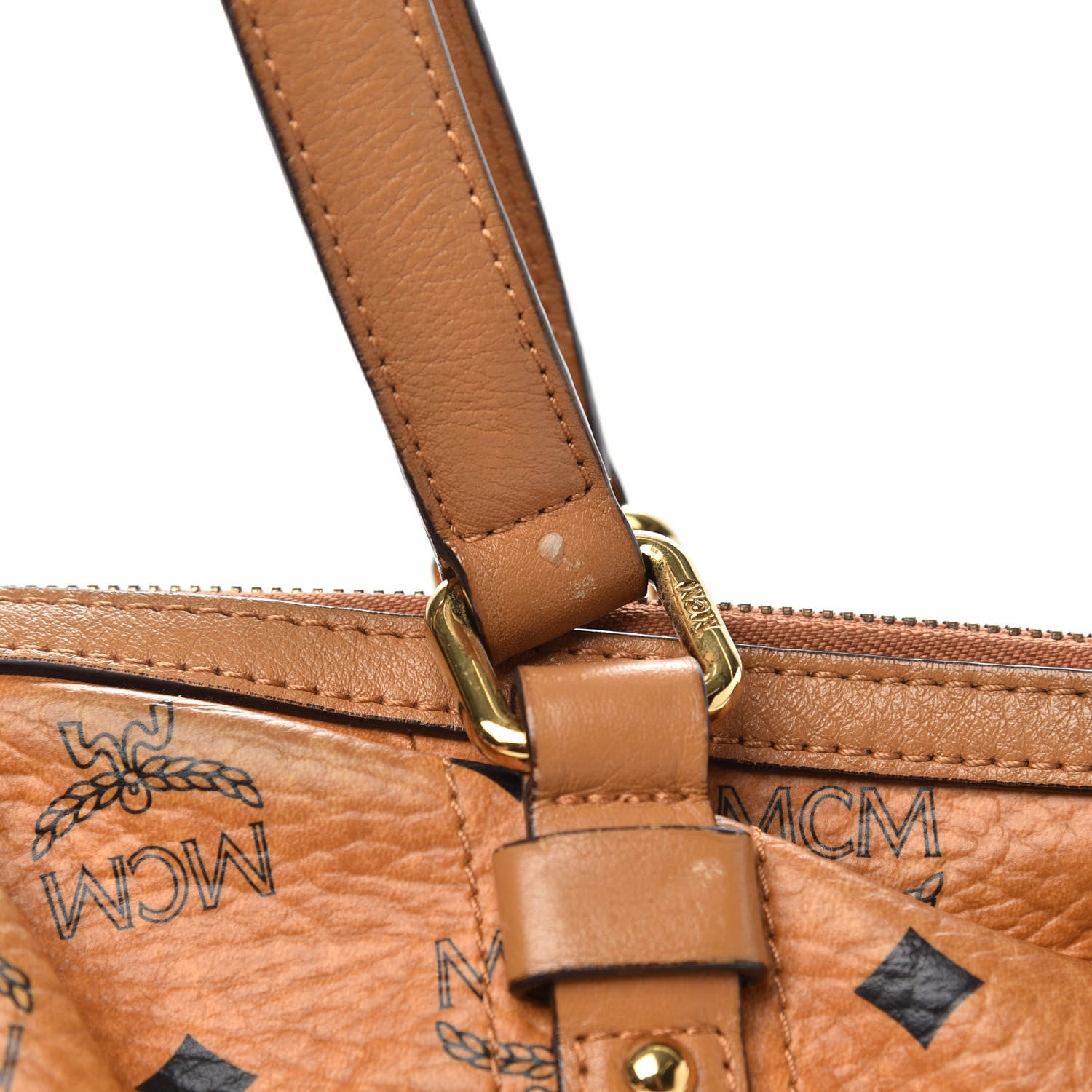 MCM Visetos Medium Essentials Shopper Tote Cognac 13 of 15