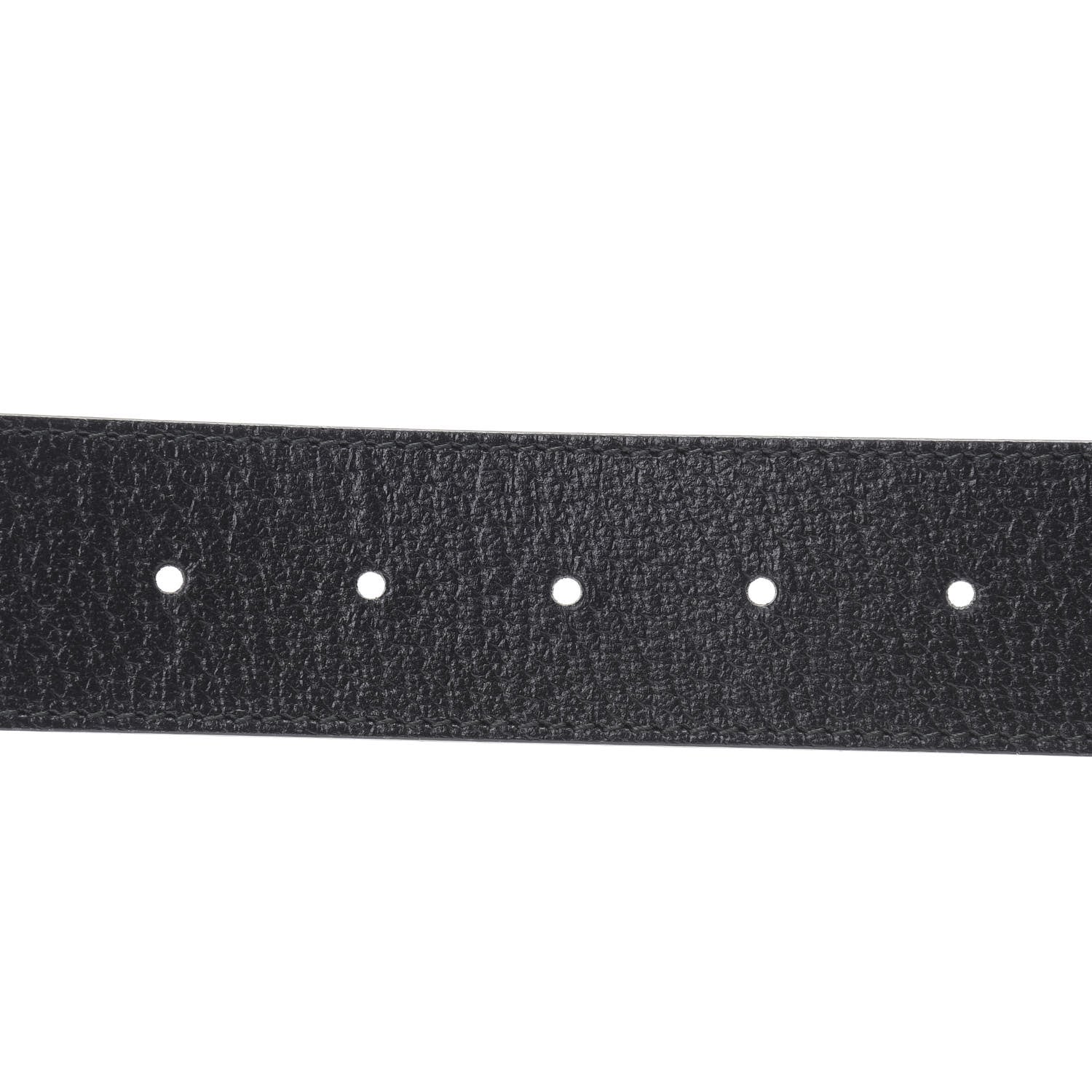 Gucci Textured Dollar Calfskin Nickel Double G 40mm Belt 80 32 Black 4 of 5