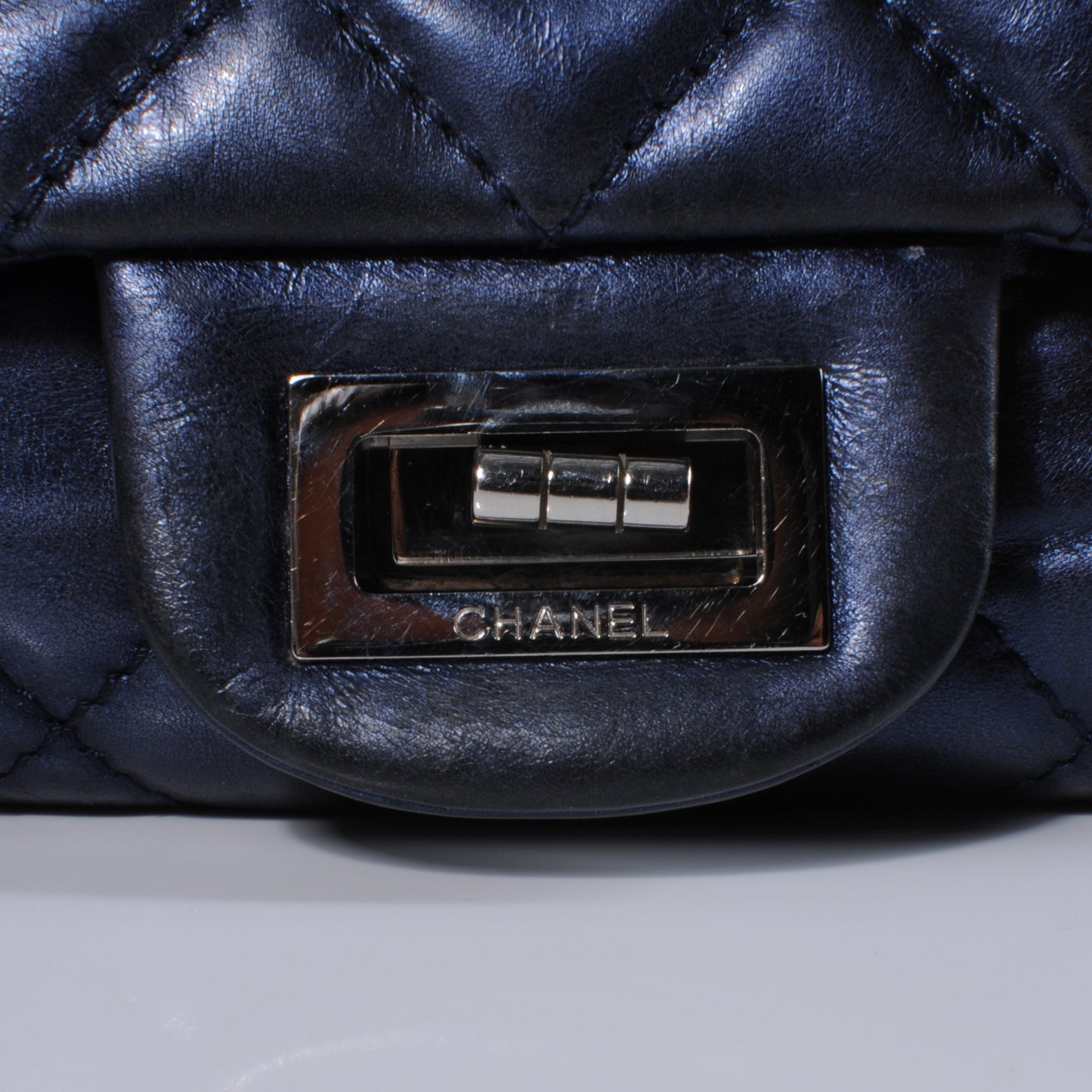 Calfskin 2.55 Reissue 227 Flap Metallic Blue