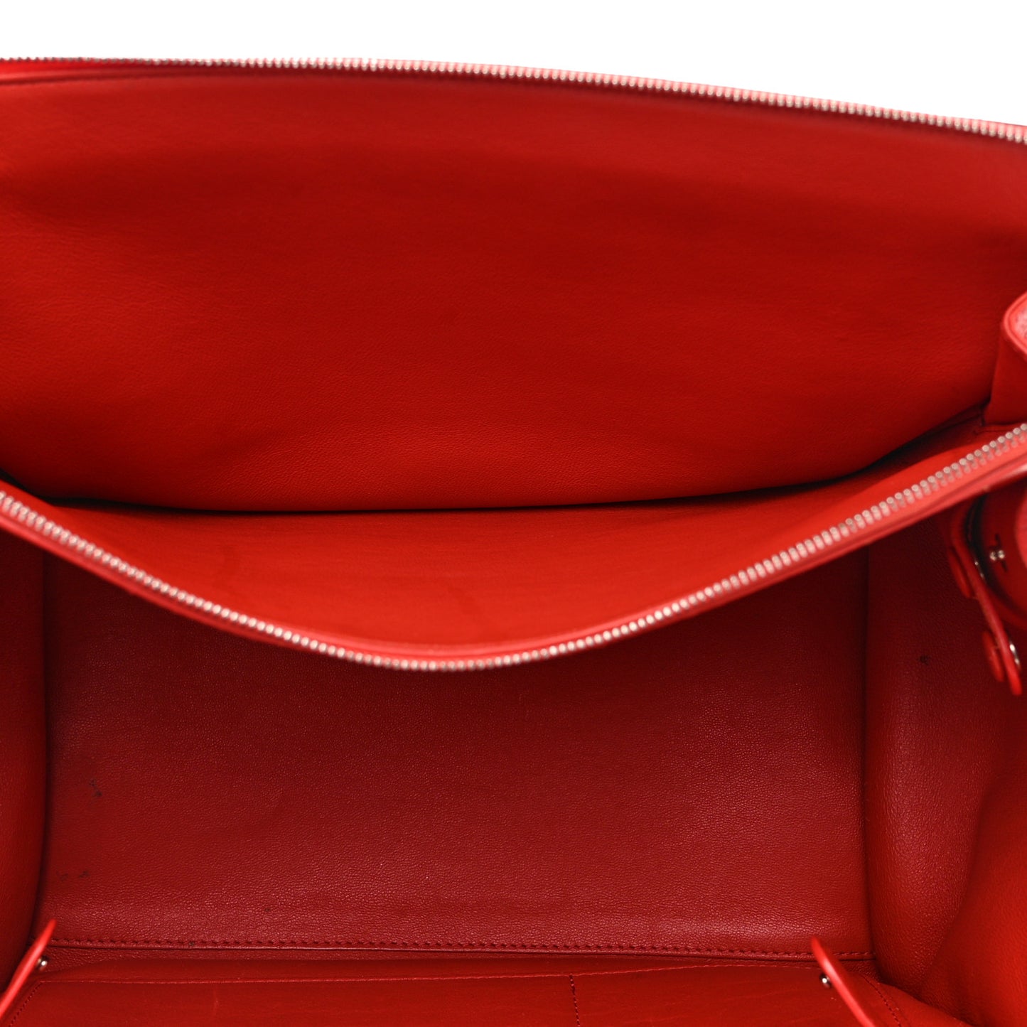 Drummed Calfskin Suede Double Zip Trapeze Vermillion