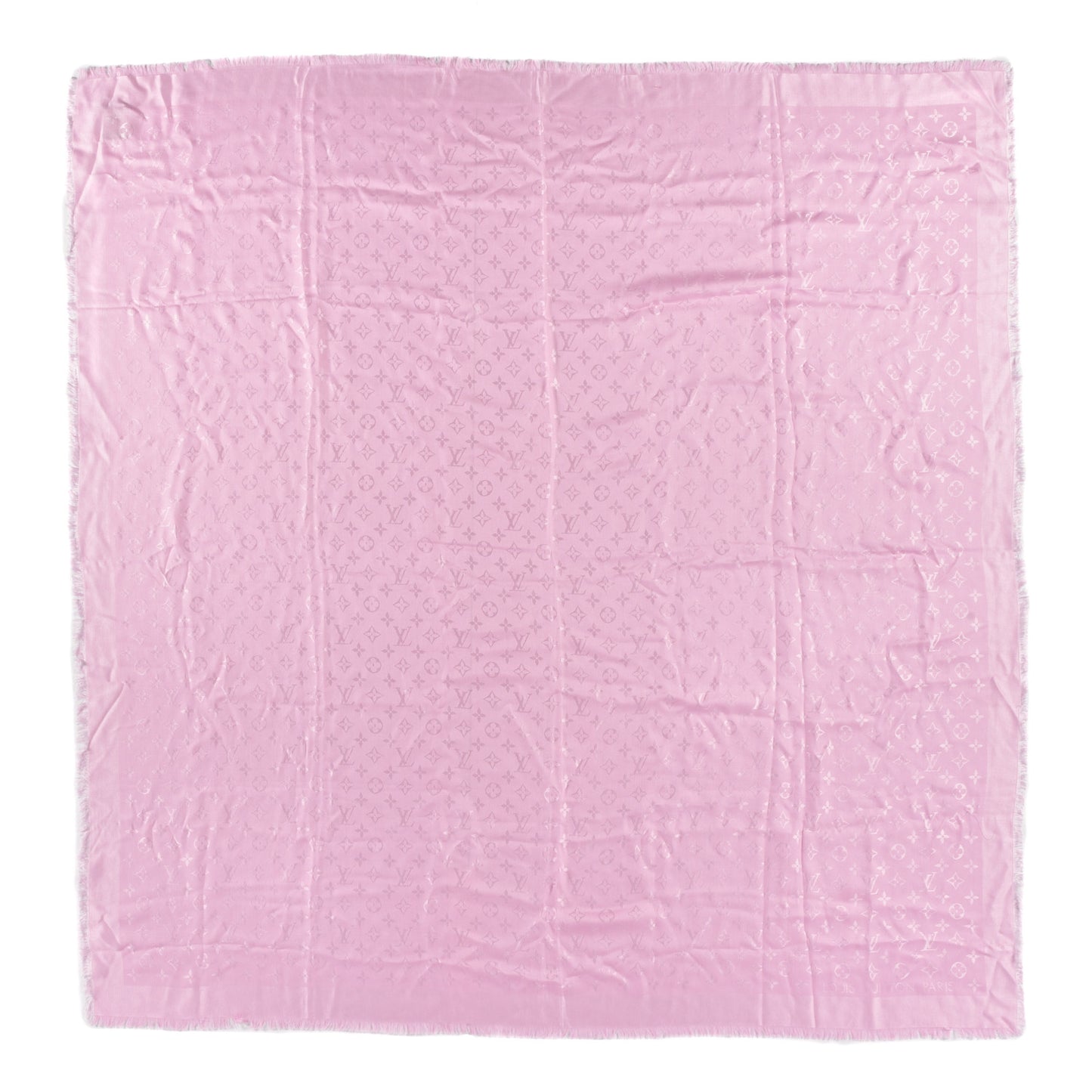Silk Wool Monogram Shawl Velvet Rose