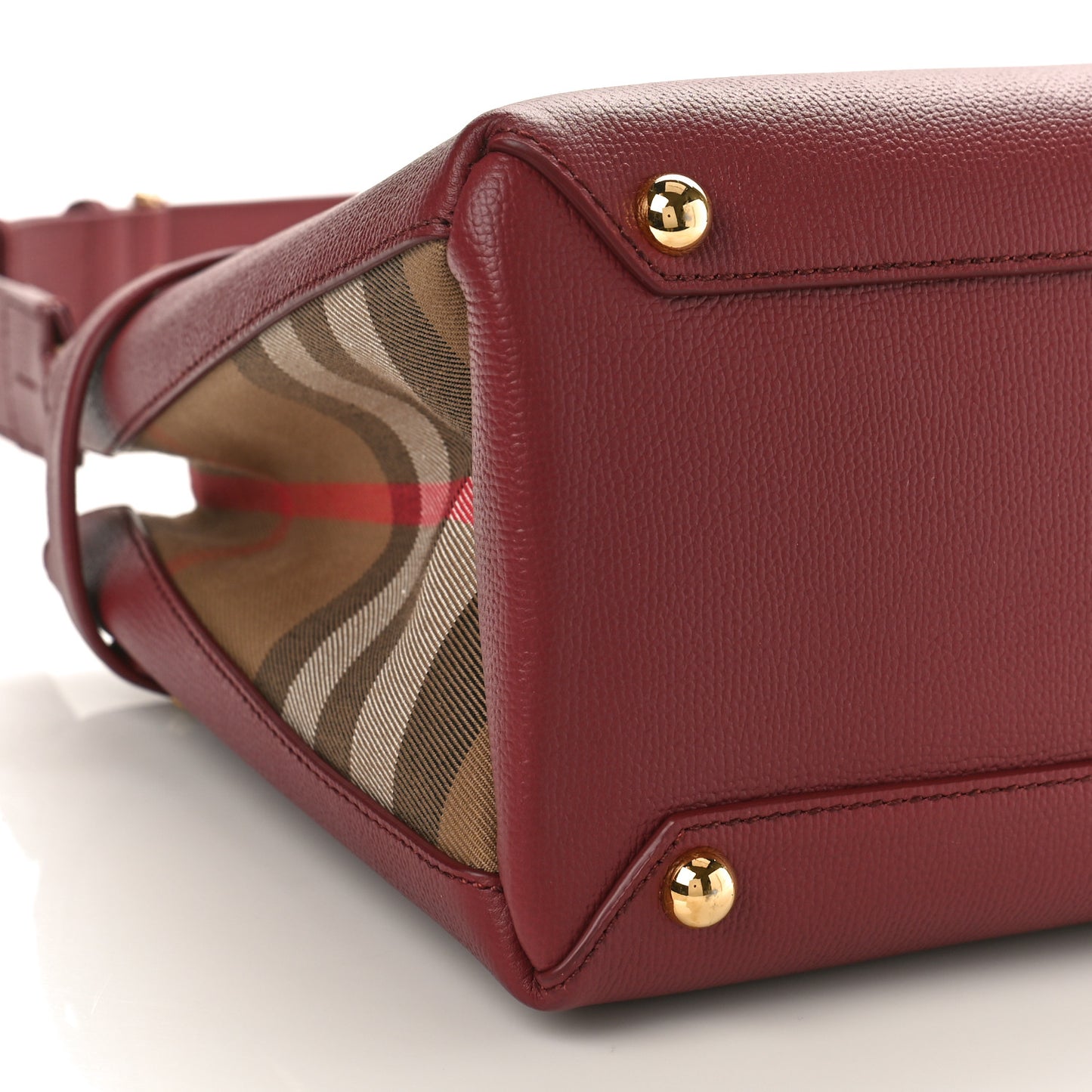 Grainy Calfskin House Check Small Banner Tote Mahogany Red