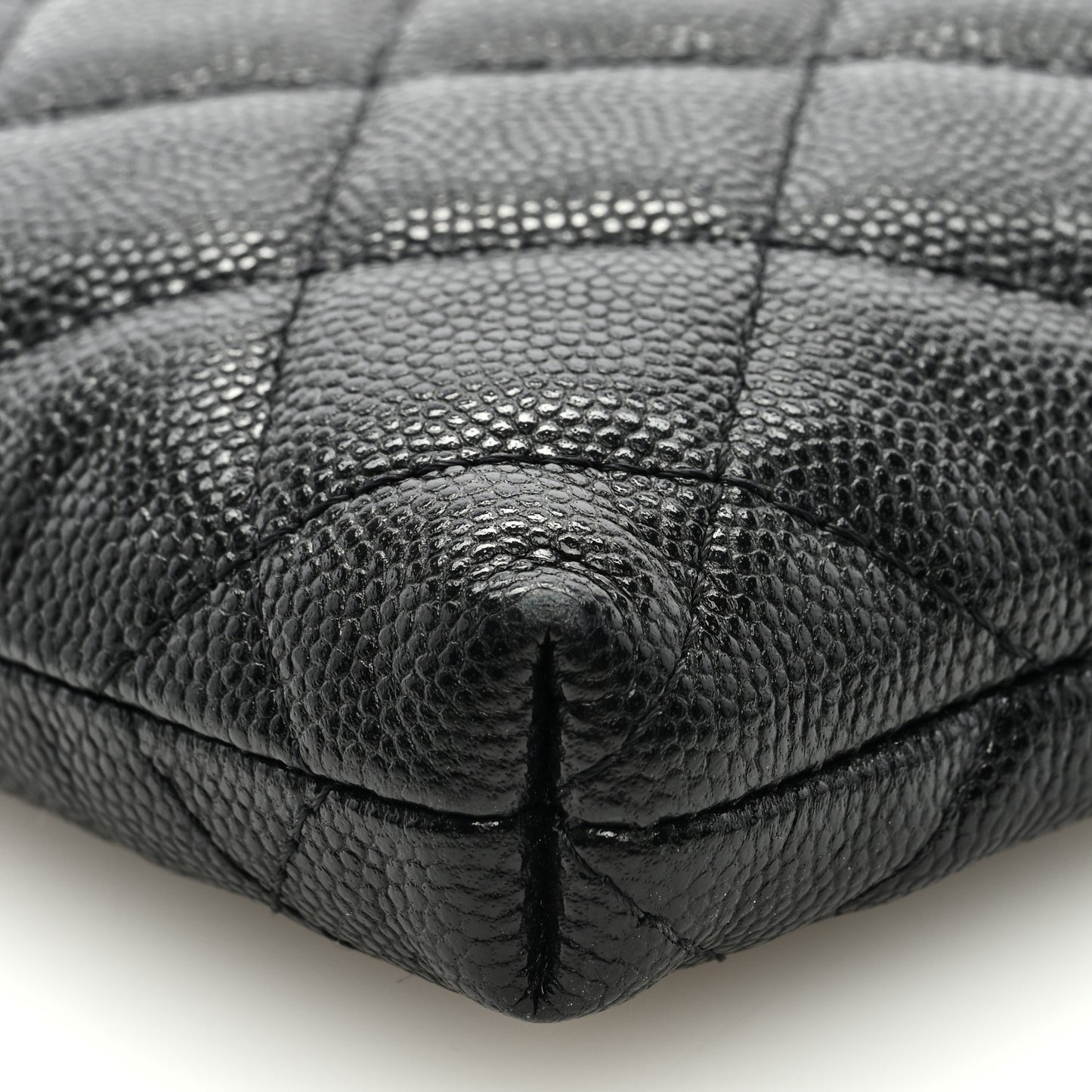 Caviar Quilted French New Wave Phone Holder With Chain Black