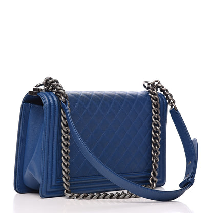 Chanel Caviar Quilted New Medium Boy Flap Blue 3 of 16