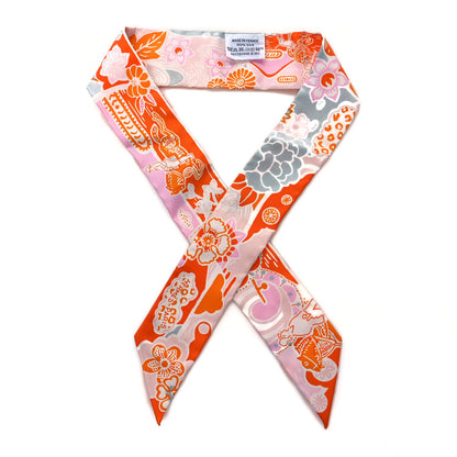 Hermes Silk Bingata Twilly Orange Rose Gris 1 of 4