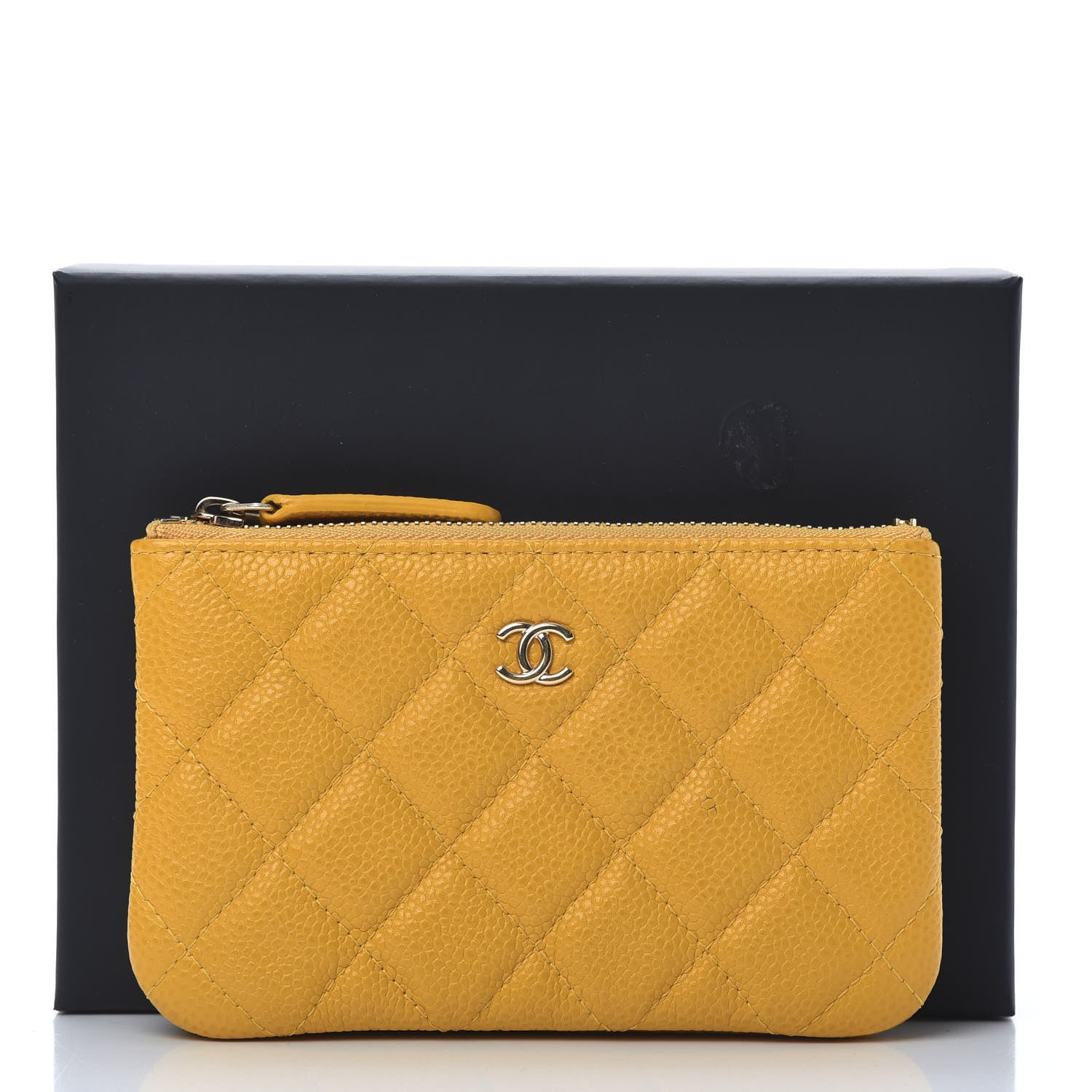 Chanel Caviar Quilted Small Pouch Yellow 9 of 9
