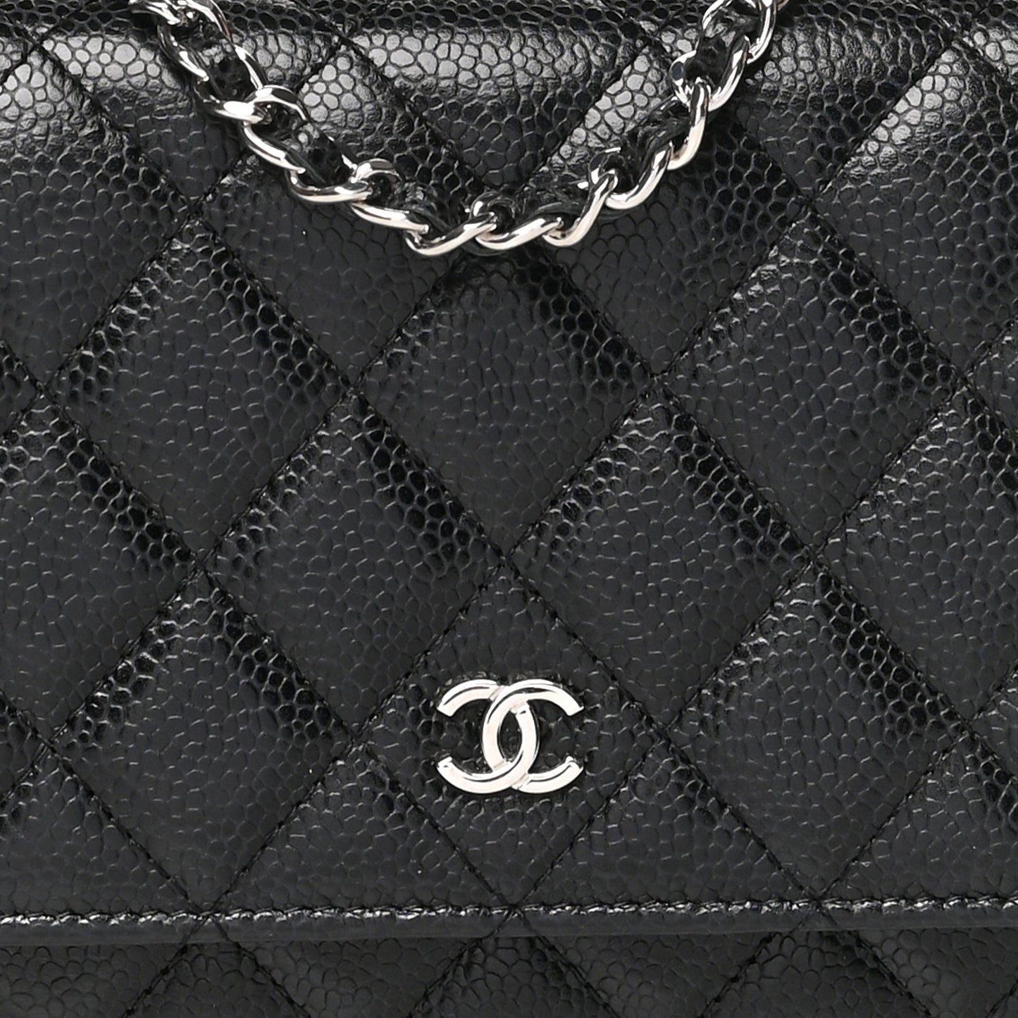 Caviar Quilted Wallet On Chain WOC Black