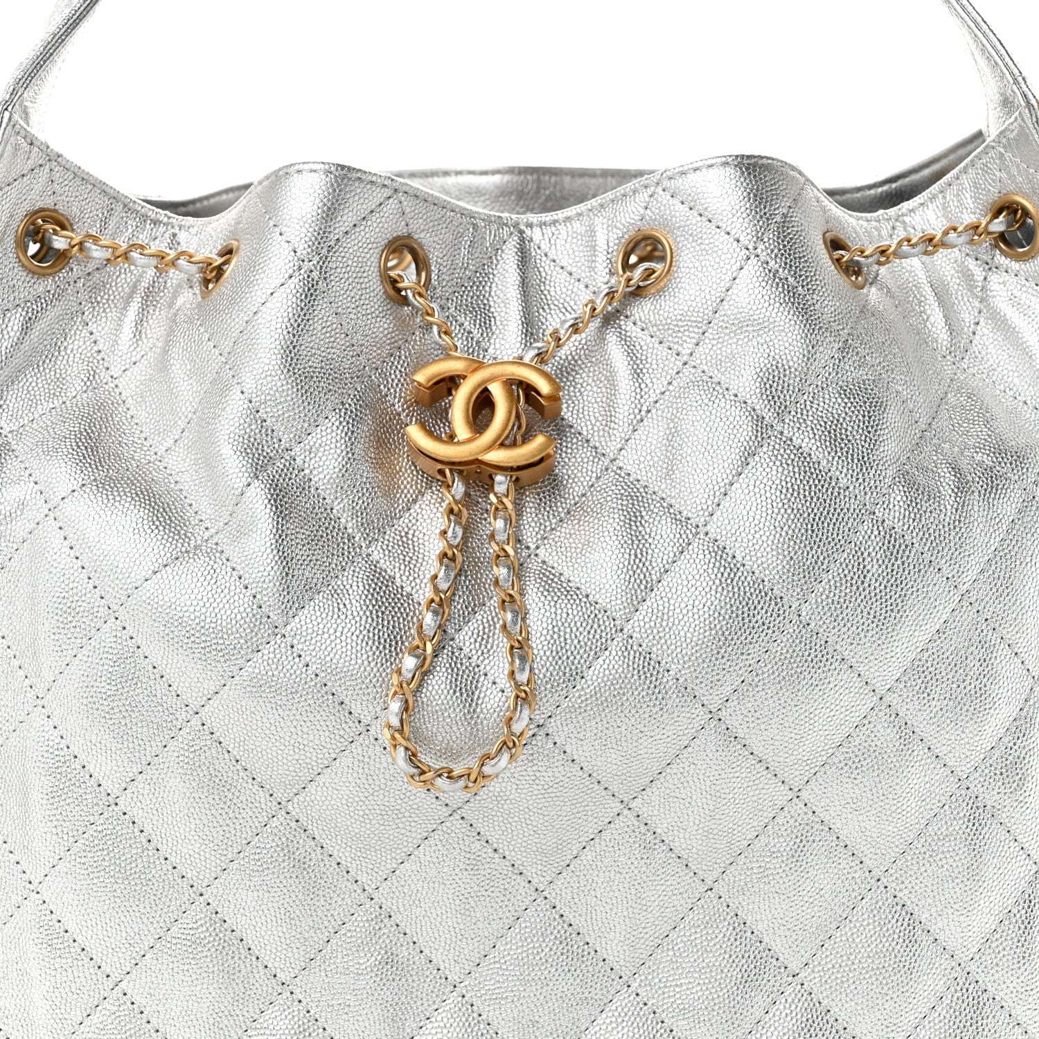 Chanel Metallic Caviar Quilted Medium Chanel 25 Handbag Silver 9 of 11