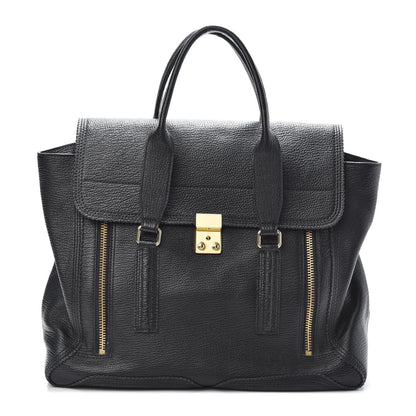 3.1 Phillip Lim 3.1 Textured Calfskin Large Pashli Satchel Black 1 of 11