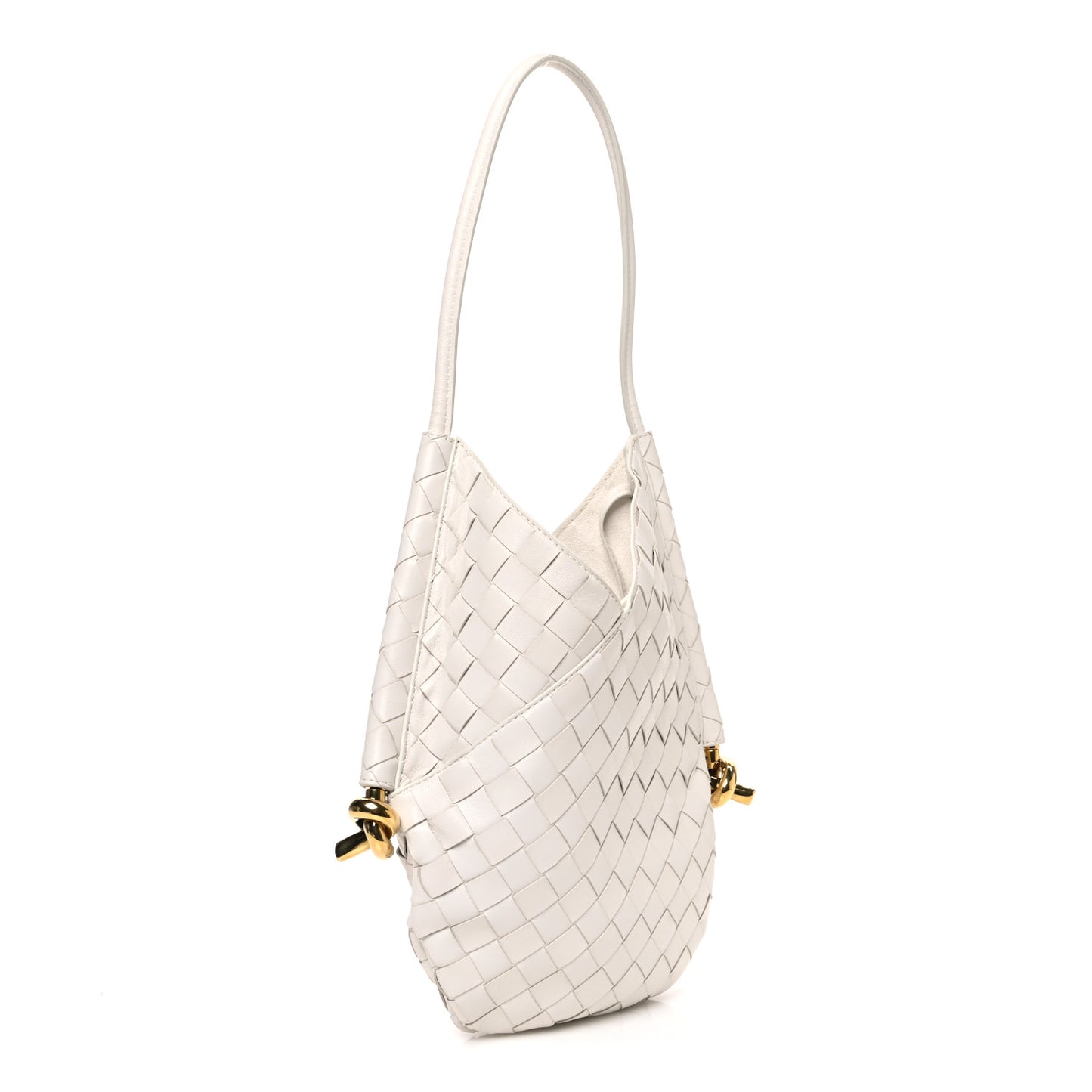 Nappa Intrecciato Small Solstice Hobo White