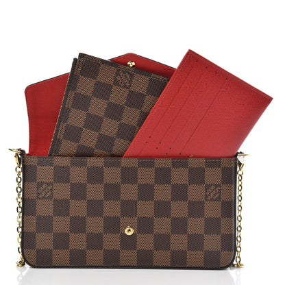 Louis Vuitton Damier Ebene Pochette Felicie Chain Wallet 3 of 9