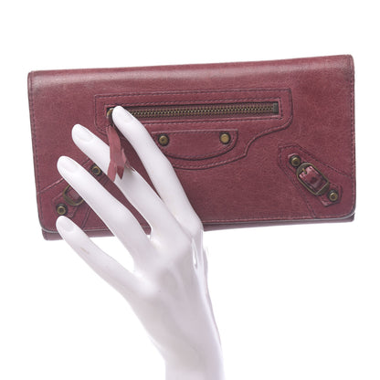 Balenciaga Agneau Classic Hardware Money Wallet Cassis 2 of 12