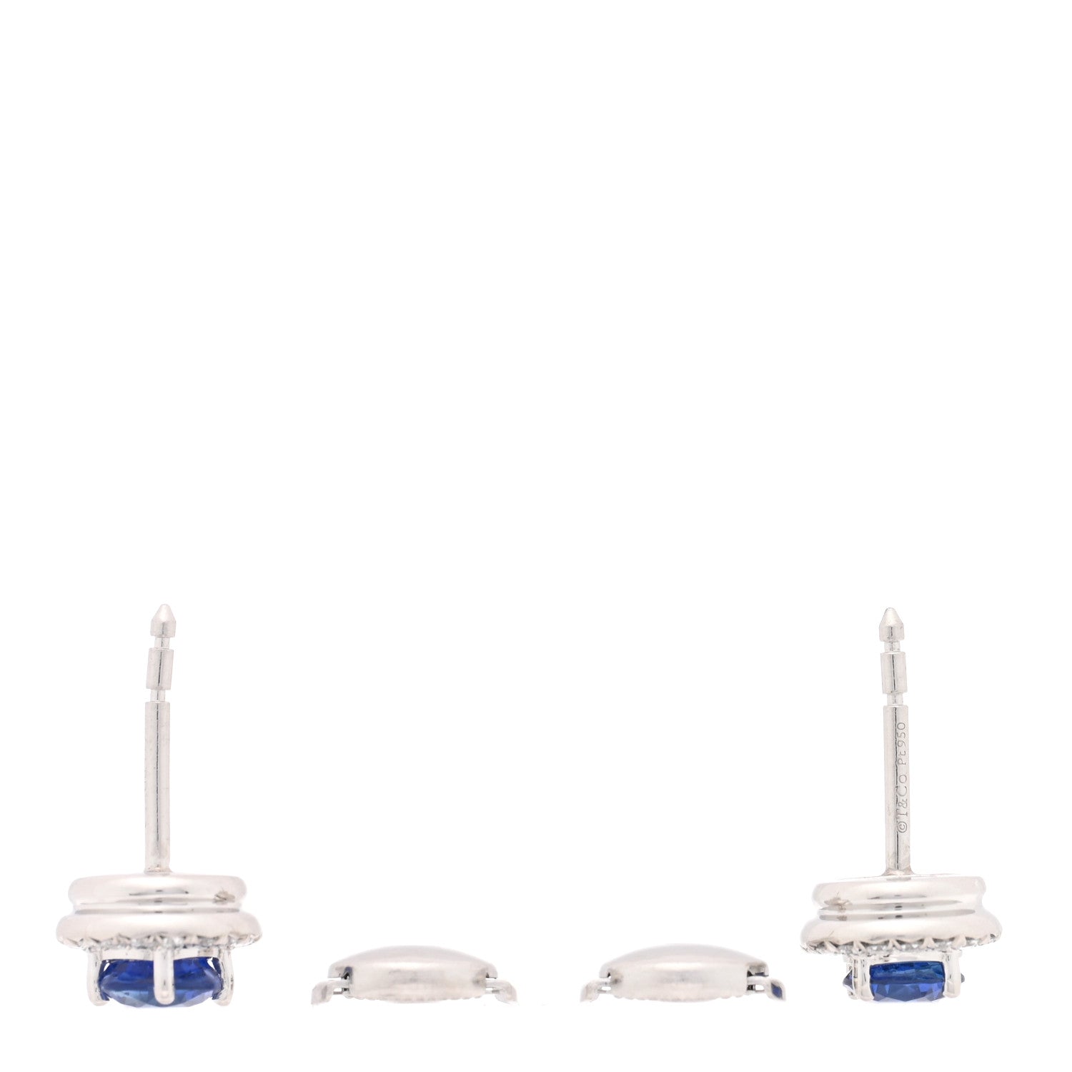 Tiffany Platinum Diamond Sapphire Soleste Earrings 3 of 5