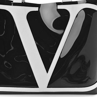 Valentino Garavani Patent Large Escape Tote Black White 13 of 13