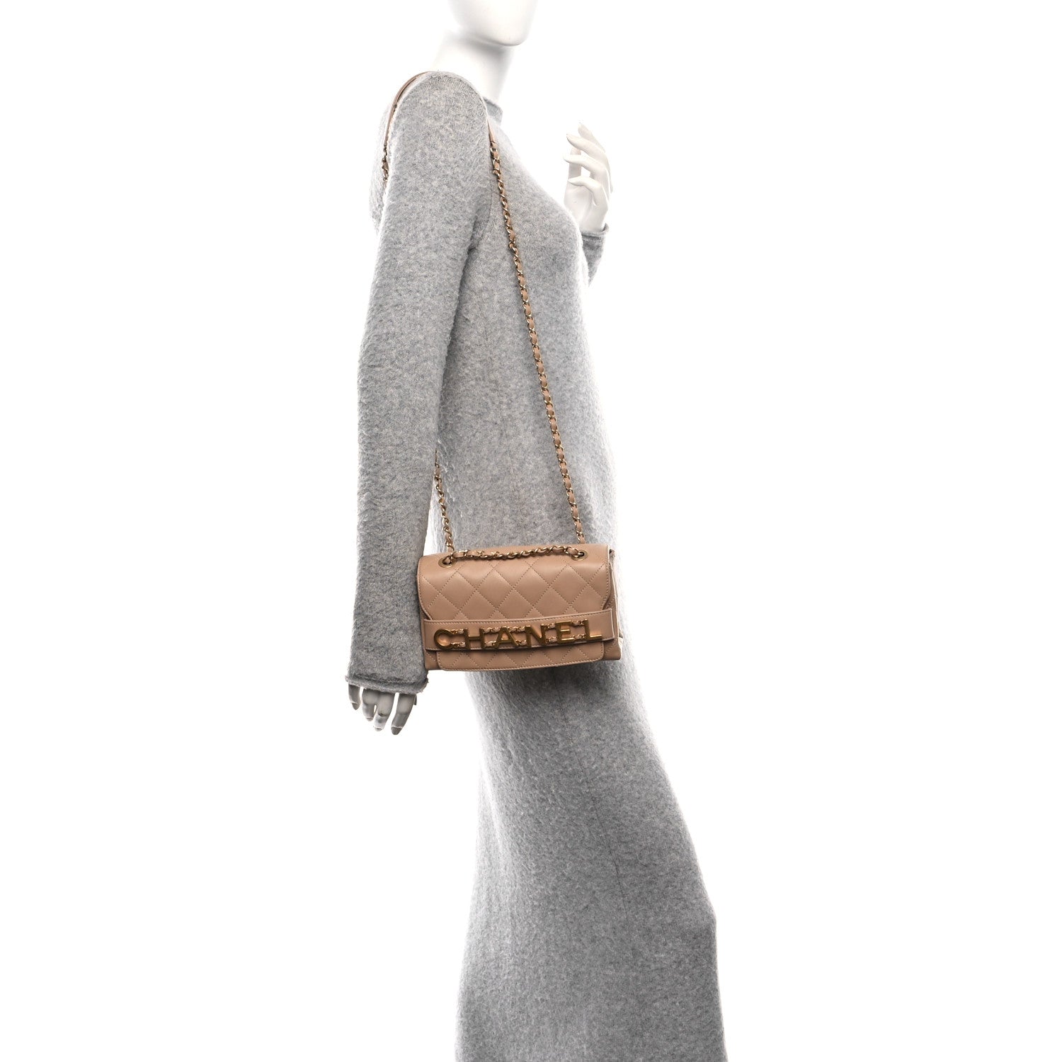 Chanel Calfskin Quilted Small Enchained Flap Beige 2 of 11