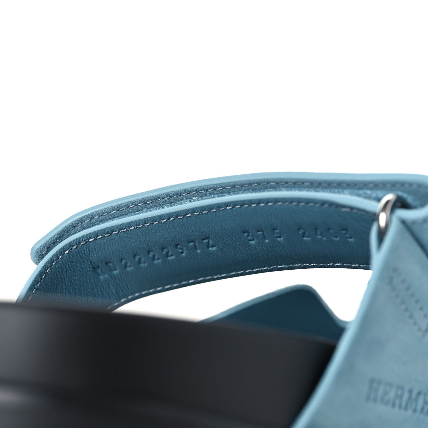Suede Goatskin Womens Chypre Sandals 37.5 Bleu Mineral