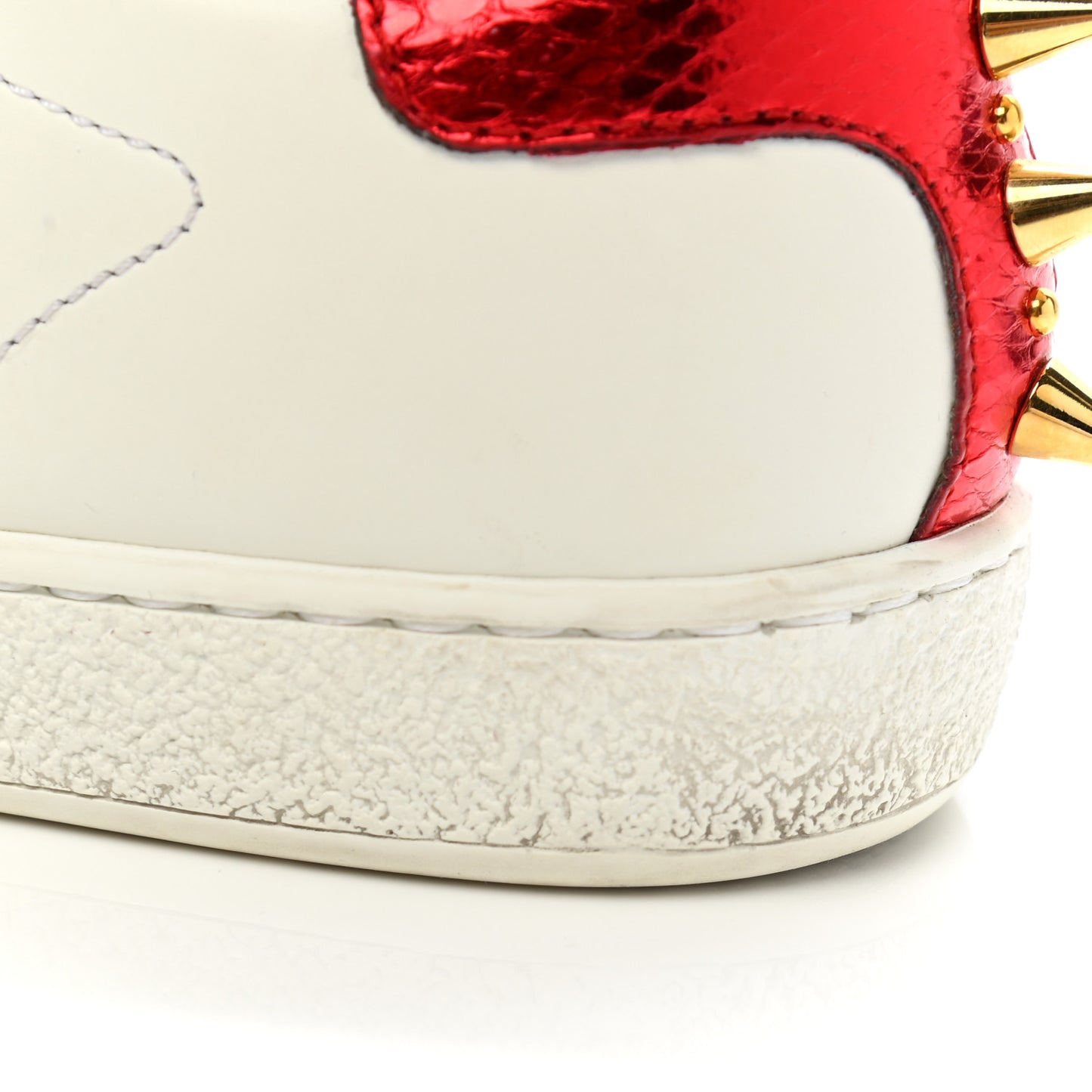 Calfskin Web Pearl Studded Womens Ace Sneakers 35 White