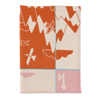 Hermes Wool Cashmere Avalon Epopee Blanket Mandarine Rose 1 of 3