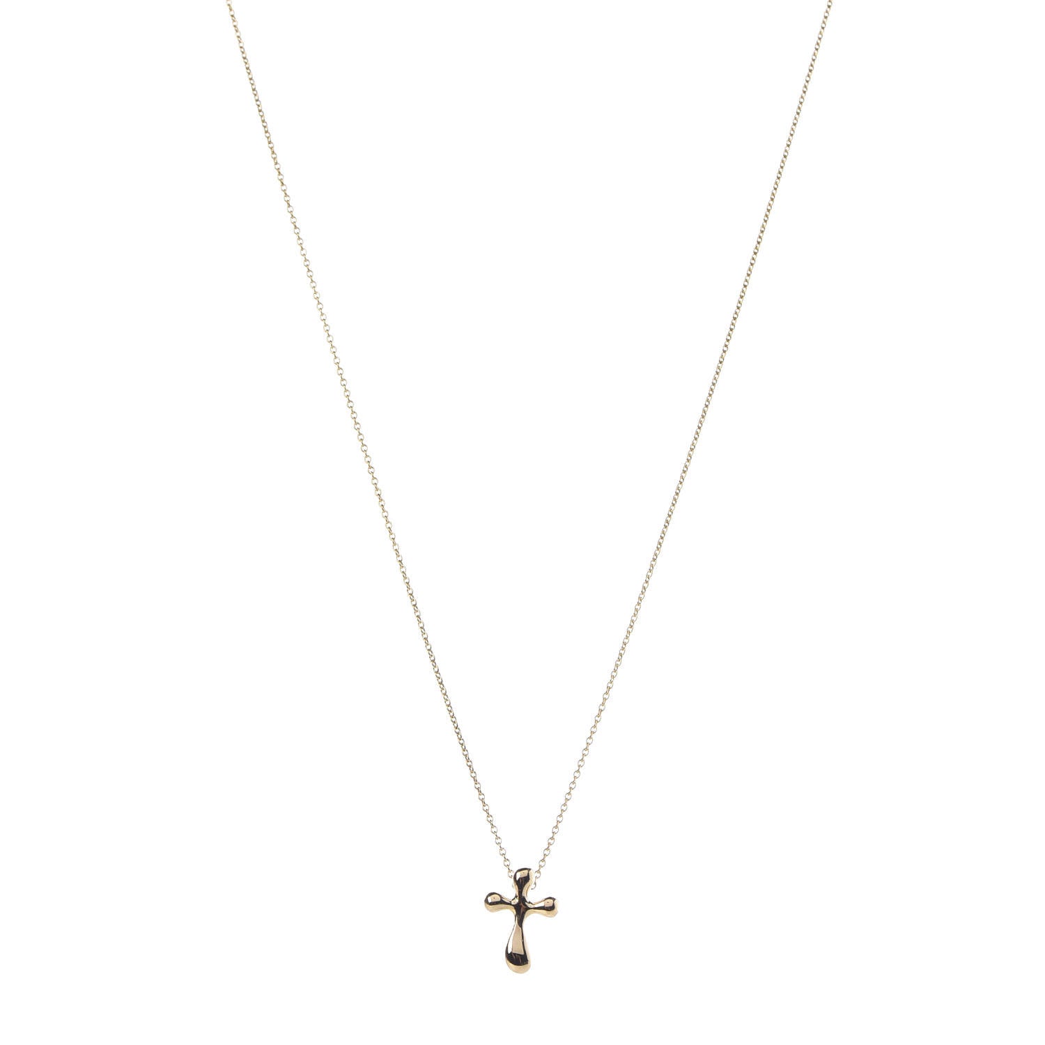 Tiffany 18K Yellow Gold Elsa Peretti Cross Pendant Necklace 1 of 7