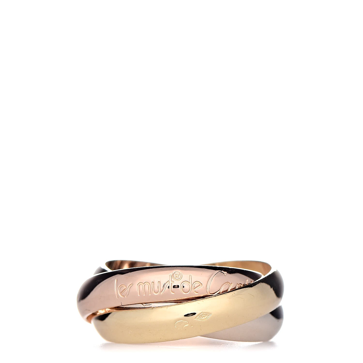 Cartier 18K Pink Yellow White Gold Classic Les Must De Trinity Ring 49 4.75 1 of 5
