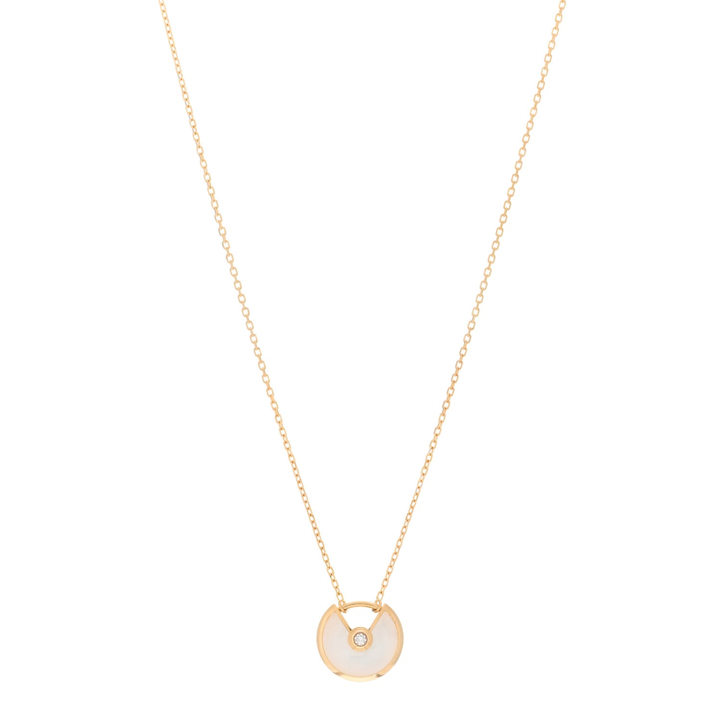 18K Yellow Gold Diamond Mother of Pearl XS Amulette de Cartier Pendant Necklace