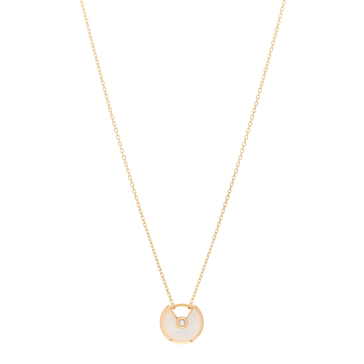 Cartier 18K Yellow Gold Diamond Mother of Pearl XS Amulette de Cartier Pendant Necklace 1 of 5
