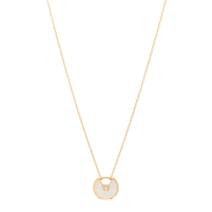 Cartier 18K Yellow Gold Diamond Mother of Pearl XS Amulette de Cartier Pendant Necklace 1 of 5