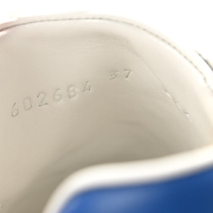 Gucci Calfskin Miro Soft Tennis Embroidered Womens Ace Sneakers 37 White Rio Blue 8 of 9