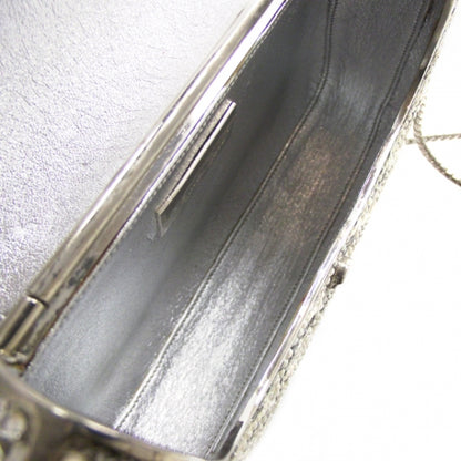Judith Leiber Swarovski Crystal Pearl Minaudiere Clutch Silver 6 of 8