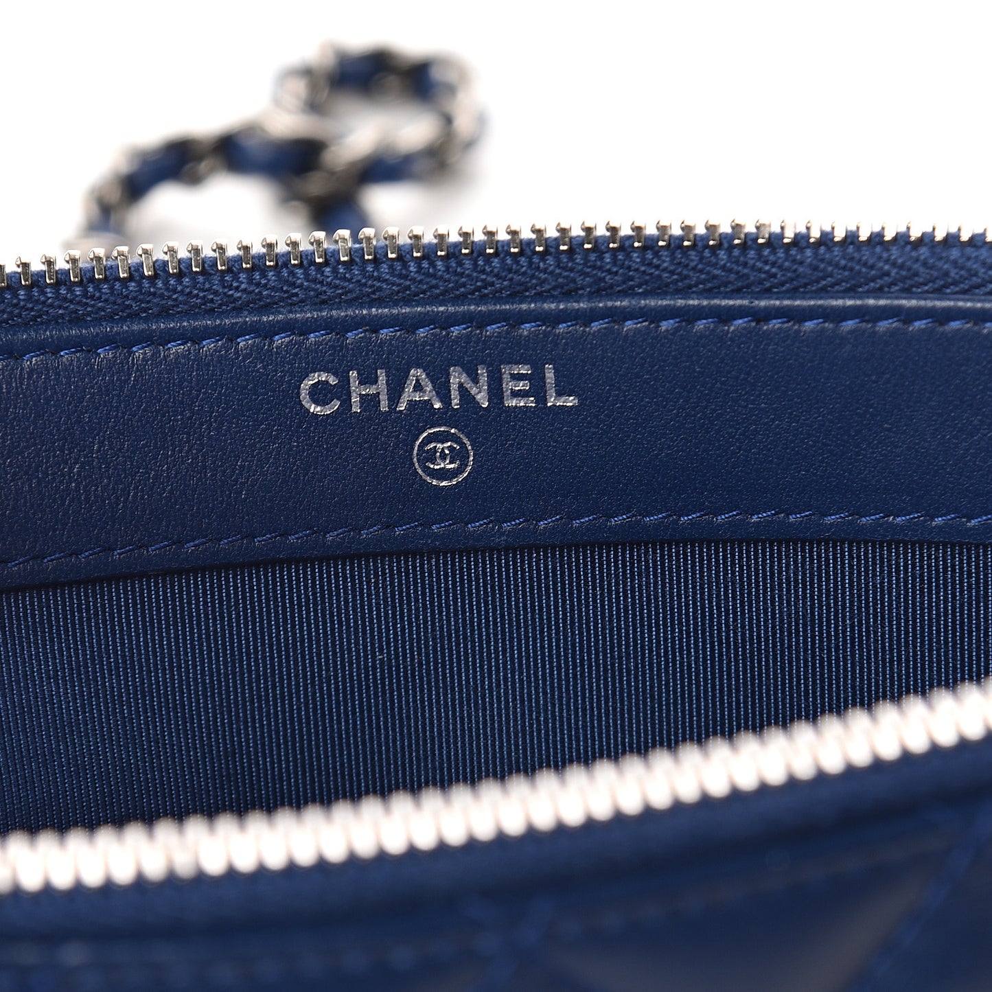 Lambskin Quilted Small Clutch With Chain Blue