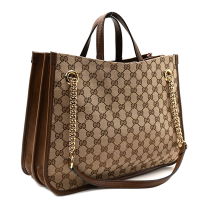 Gucci Monogram Calfskin Medium Horsebit 1955 Tote Bag Beige Brown Sugar 3 of 10