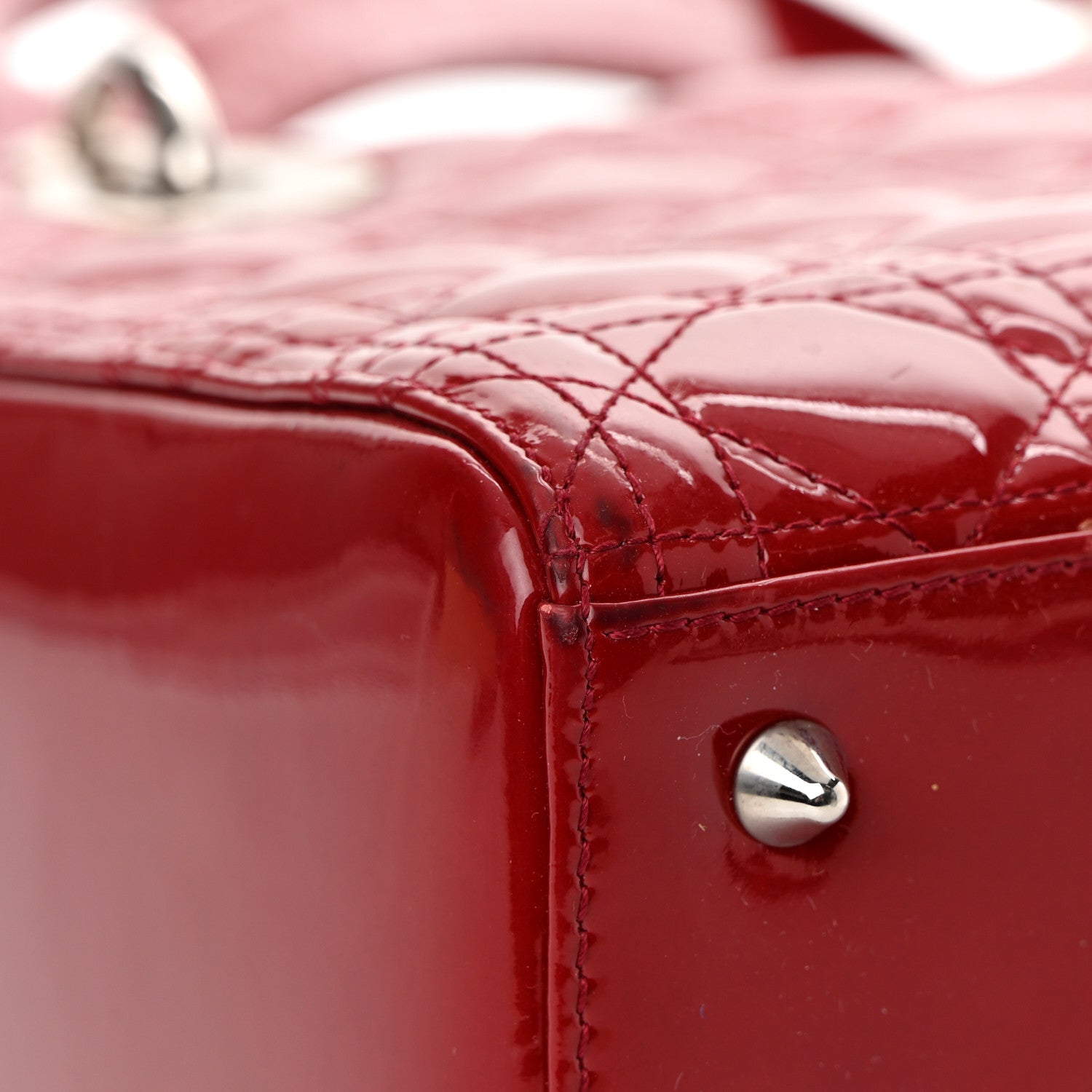 Christian Dior Patent Cannage Medium Lady Dior Red 11 of 19