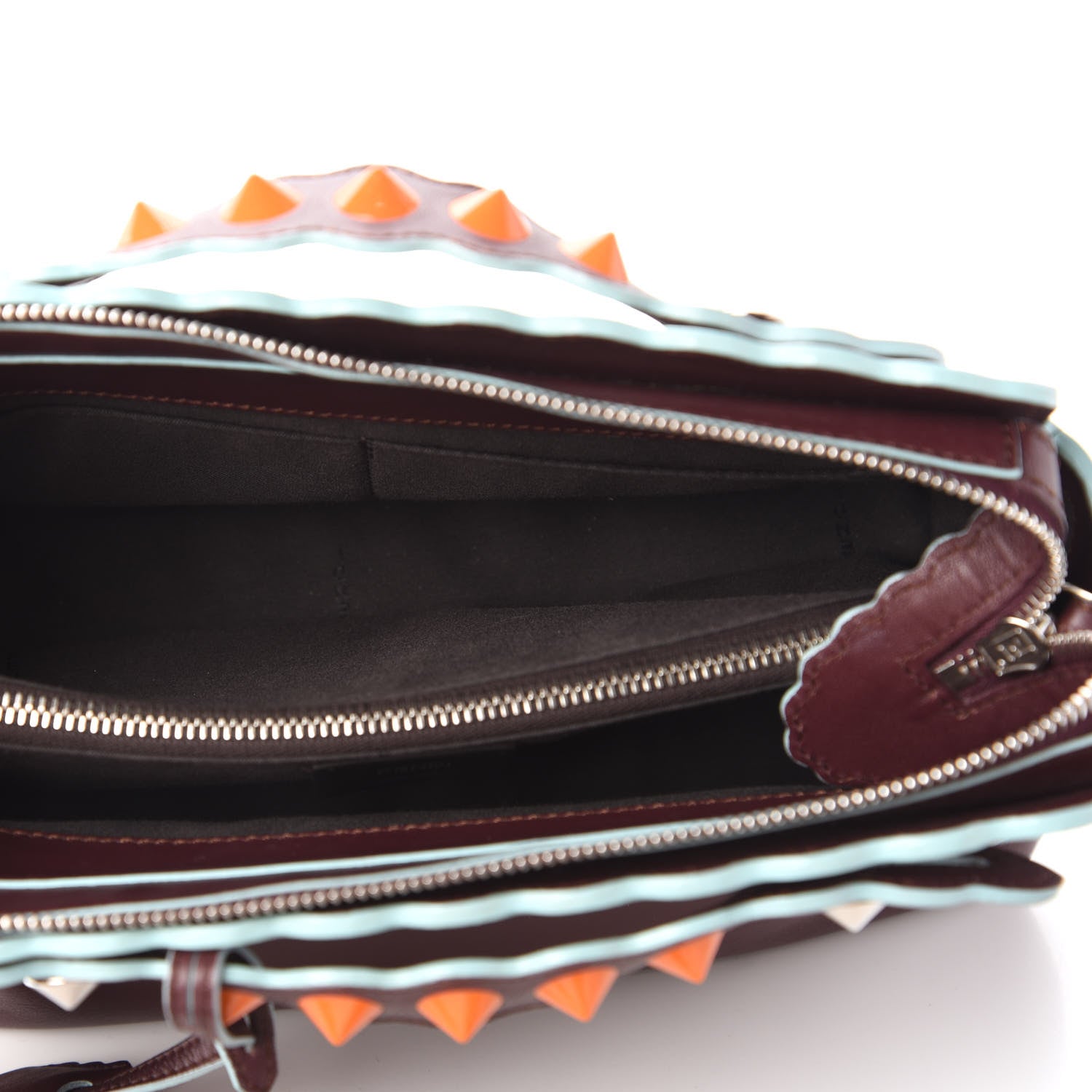 Fendi Vitello Dolce Scalloped Studded Medium By The Way Boston Bag Bordeaux 5 of 10