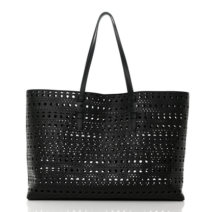Alaia Lux Calfskin Optical Perforated Laser Cut Mina 44 Tote Black 3 of 11