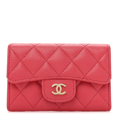 Chanel Caviar Quilted Flap Card Holder Pink 1 of 13